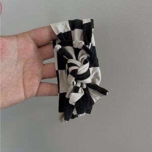 Pip & phee 0/6m Black and White Checkered Headband bow